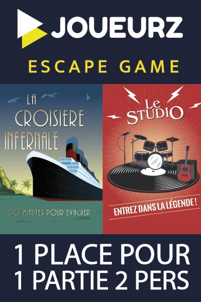 Flyer Joueurz "1 place pour un escape game avec son pass Culture dans une partie 2 joueurs"