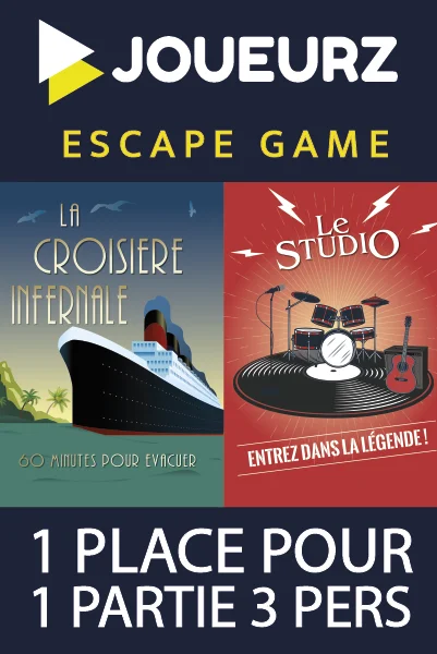 Flyer Joueurz "1 place pour un escape game avec son pass Culture dans une partie 3 joueurs"