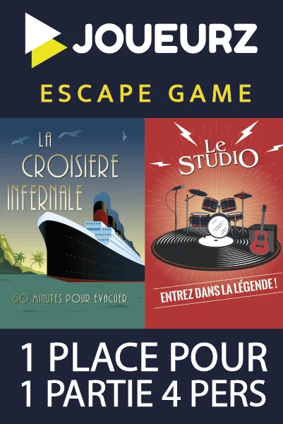 Flyer Joueurz "1 place pour un escape game avec son pass Culture dans une partie 4 joueurs"