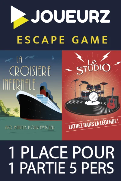 Flyer Joueurz "1 place pour un escape game avec son pass Culture dans une partie 5 joueurs"